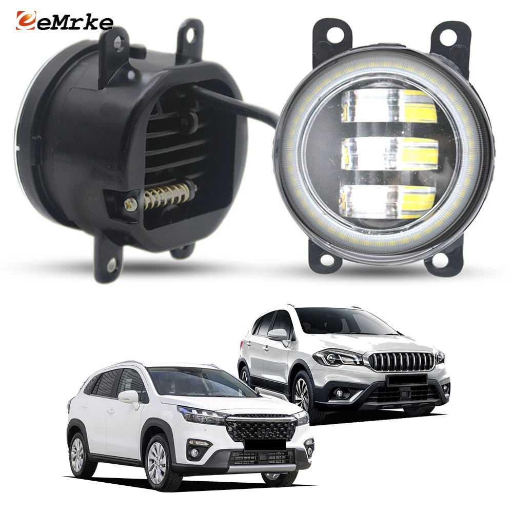 

Front Bumper Fog Lights for Suzuki SX4 S-Cross 2 / 3 2016-2025 Led Fog Lamp with Lens DRL Car PTF Angel Eyes Ring 40W / 50W