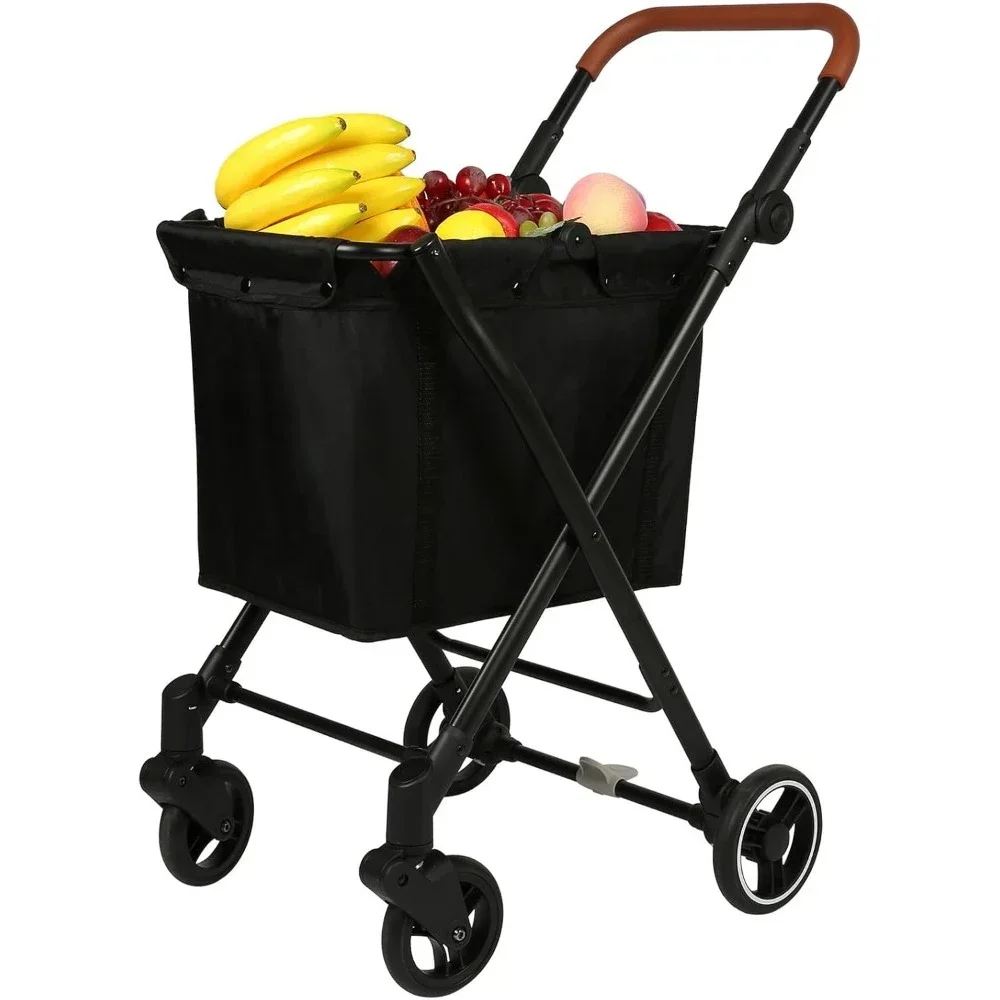 

Foldable Shopping Cart 55 Liters Grocery Cart Utility Cart Shopping Trolleys with Larger Capacity Rolling Front Swivel Wheels