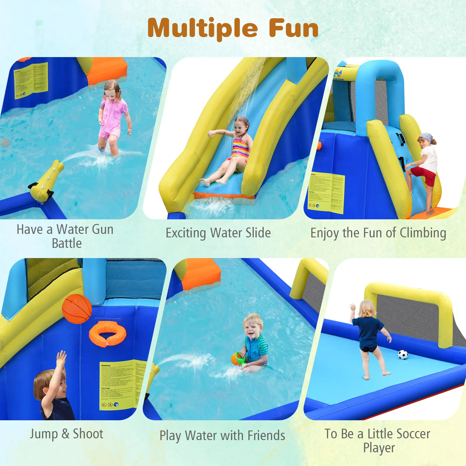 Bountech aufblasbare Wasser rutsche Klettern Bounce House Splash Pool mit 735W Gebläse