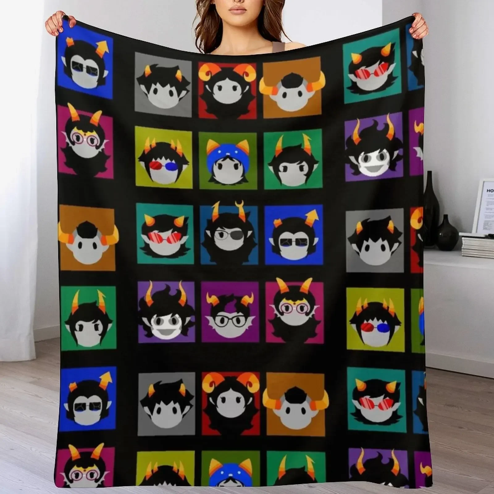 Chibi Homestuck Trolls Throw Blanket Soft Designers Plaid Blankets