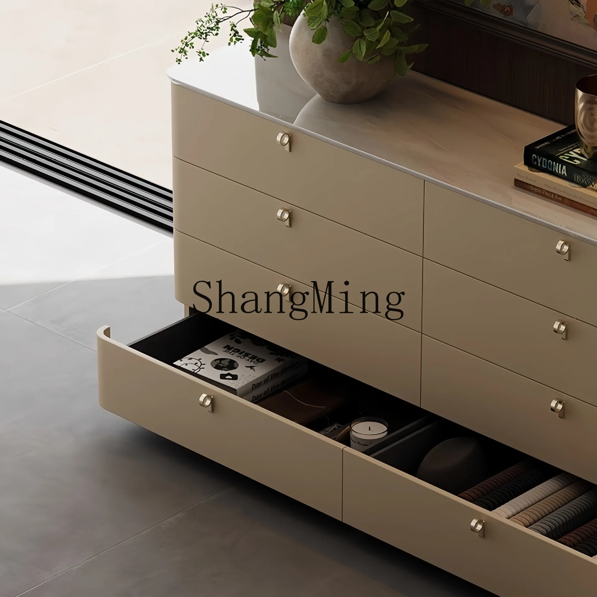 

FG luxury stone storage cabinets villa luxury lockers light luxury living room