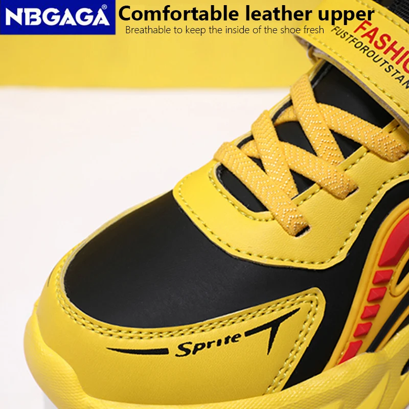 Four Season Children\'s Casual Shoes Leather Kids Boys\' Tennis Sneakers Hook&Loop Students Comfortable Walking Running Shoes