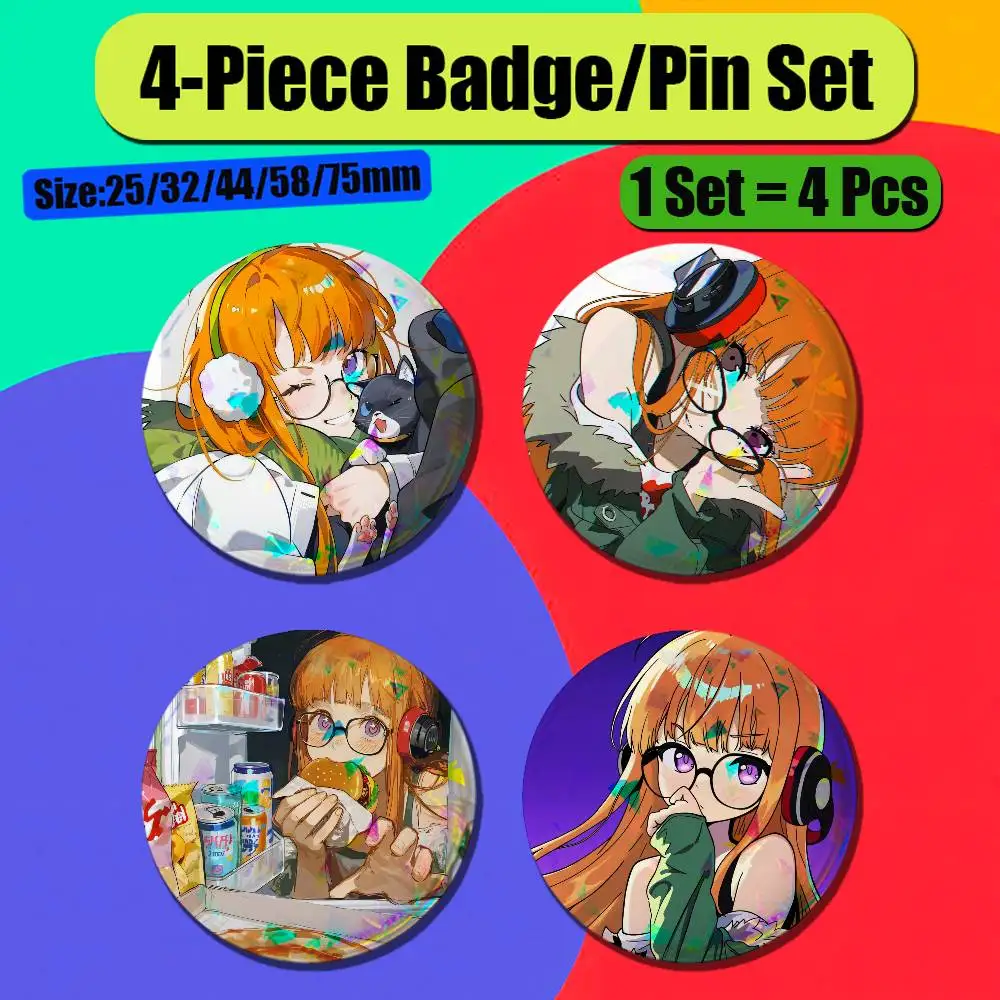 For Persona 5 Joker Futaba Sakura Enamel Pin Badge Set 4PCS Round Metal Button Brooch Gift Custom Hat Ita Bag Pins
