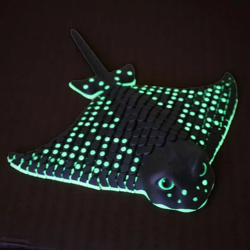 NEW 1Pcs Aquatic Animal Bionic Desktop Relief Decoration 3D Printed Luminous Manta Ray Stingray Toy Flexible Sea Creature Gift