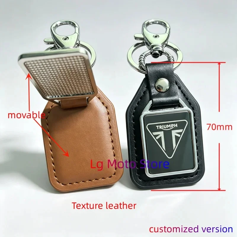 Customized Leather Key Pendant Keychain For Triumph Speed 400 Scrambler Bonneville Tiger Street Triple Motorcycle Personalized