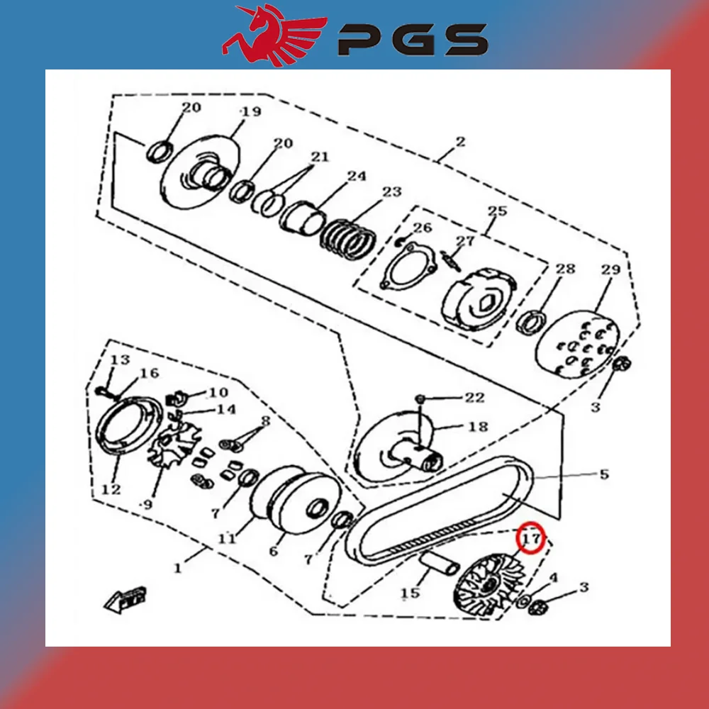 Variador Polia Placa Ventilador, PGS Stels, ATV 300B, Buisang Feishen 300, Yamaha Majesty YP250 FA D300 H300 G300, LU020107, 2.3.10.2090