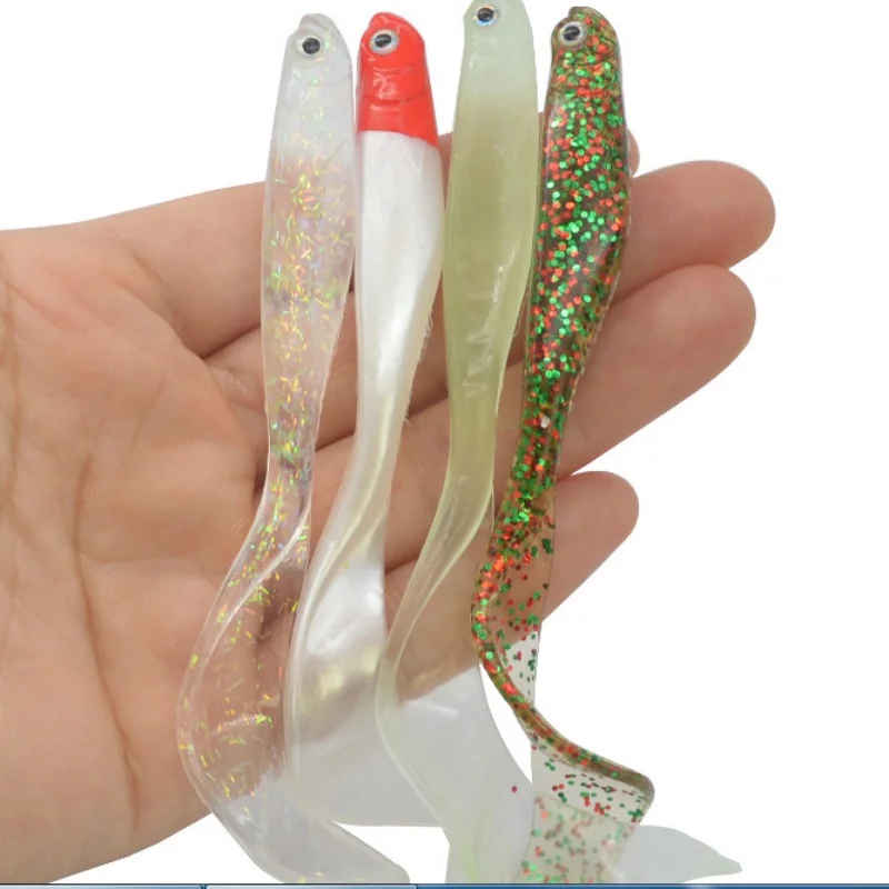 Fishing Lure Soft Bait 6.5g 10.5cm Single Tail Grub Artificial Fish Bait Night Fishing Glow Luminous Lot 5 Pieces