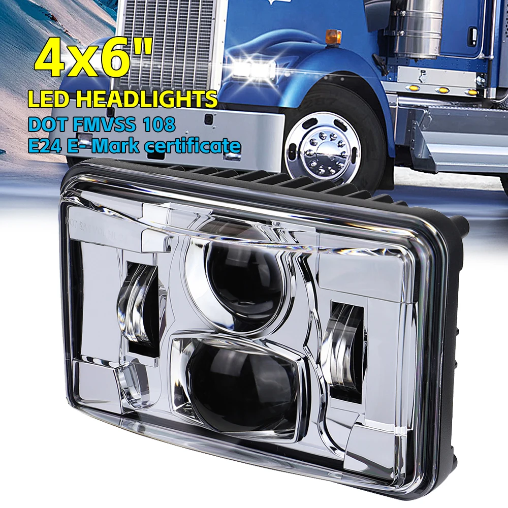 1 Uds. Faro LED de 4x6 ", luz de haz alto/bajo para Peterbilt Kenworth Freightliner Ford H4651 H4652 H4656 H4666 H6545