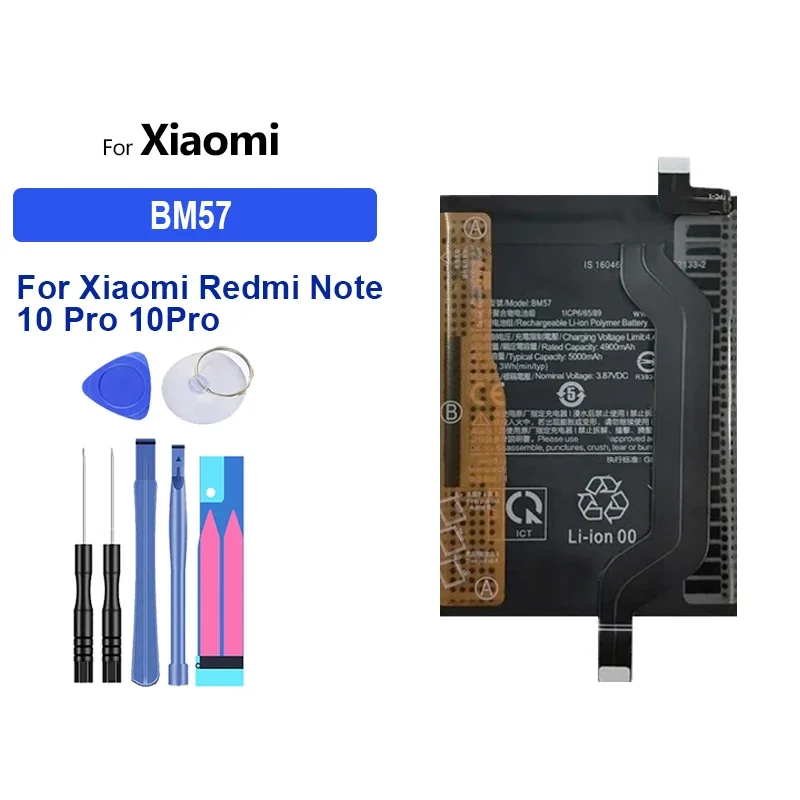 

Mobile Phone Battery For Xiaomi Redmi Note 10 Pro 10Pro BM57 4250mAh Real Capacity