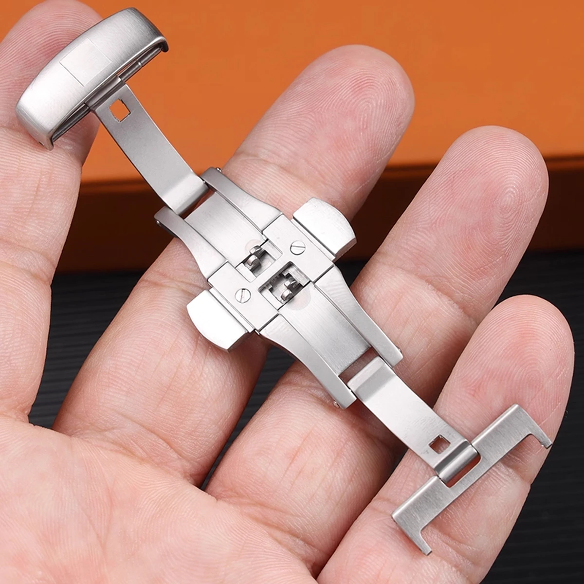 Пряжка-бабочка, автоматическая застежка с двойным щелчком из нержавеющей стали, ремешок для ремешка для часов 20 мм 22 мм, ремешок для часов, застежка