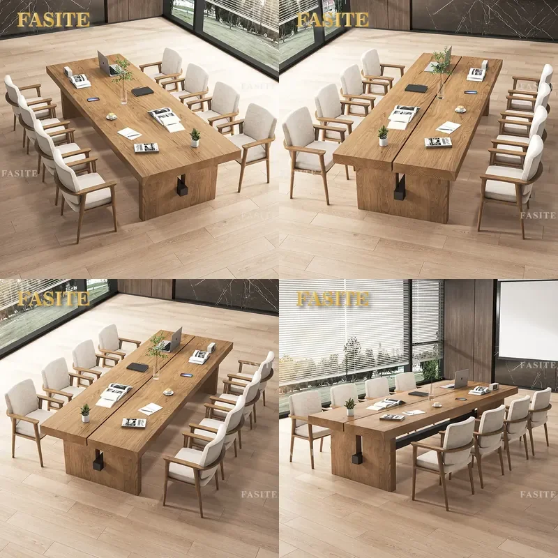 For Solid Wood Conference Table Long Simple Desk Large Board High End Office Table Chair Combination Strip Negotiation Work