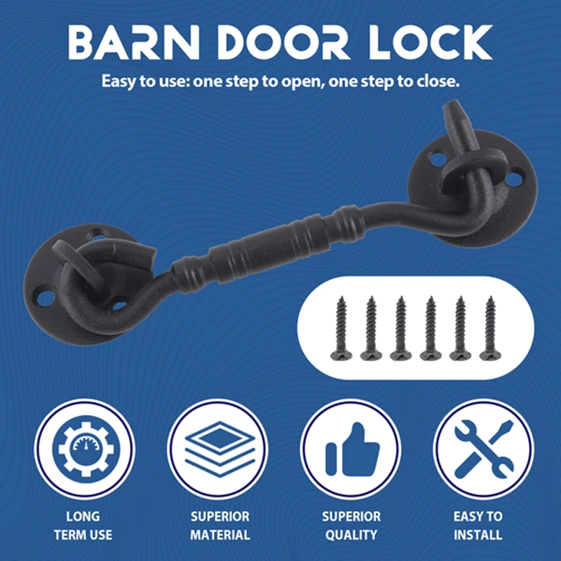ПОЛНЫЙ дверной замок, 4-дюймовый дверной крючок из нержавеющей стали и ушковая защелка с монтажными винтами, дверной замок для раздвижной двери