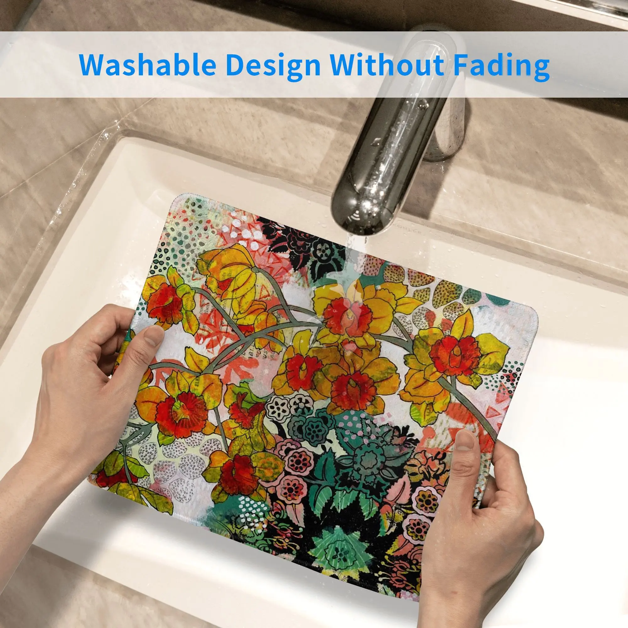 Weeping Daffodils لوحة ماوس صفراء لوحة مفاتيح الكمبيوتر ماوس حصيرة ألعاب الكمبيوتر المحمول مكتب حصيرة مكتب الملحقات الجدول الحصير