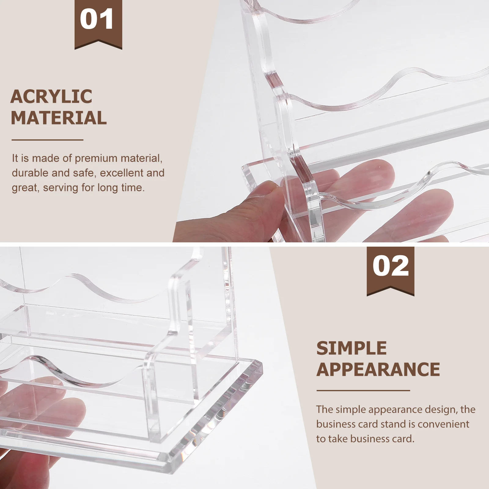 حامل عرض بطاقات العمل من الأكريليك الشفاف، تصميم آمن ذو سعة كبيرة، منظم سطح المكتب الأنيق، قاعدة مكتبية غير قابلة للانزلاق