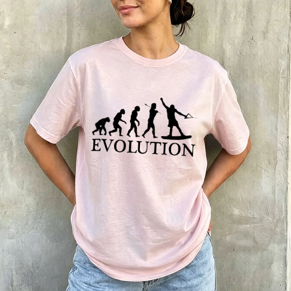 Human Evolution Surfing Graphic T‑Shirt Cotton Surfer Silhouette Print Funny Outdoor Water Sports Enthusiast Casual Streetwear