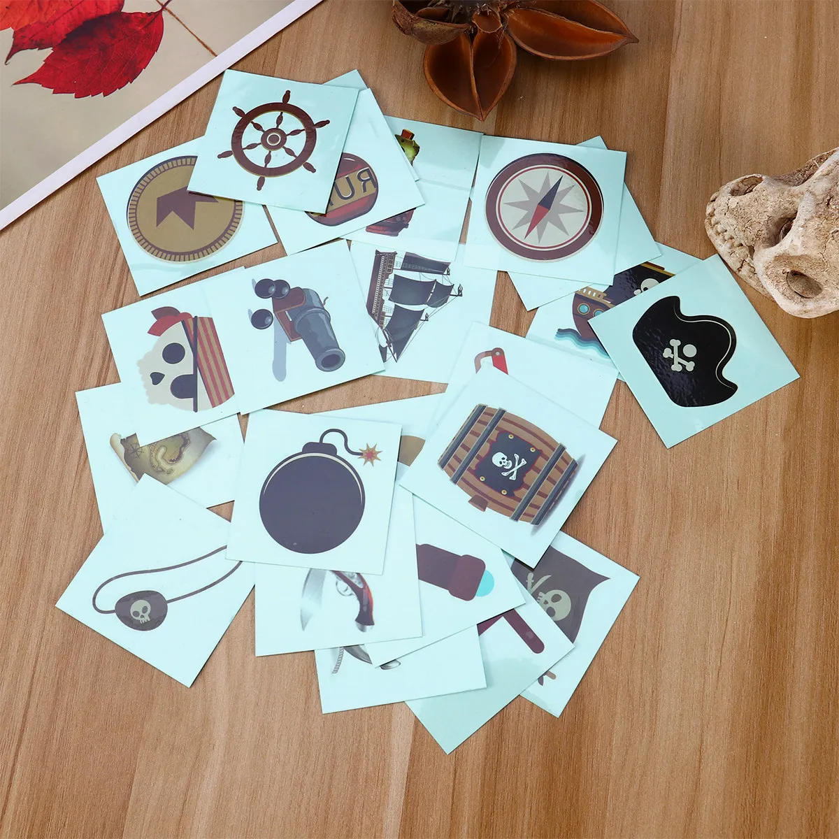 

25 шт. временных наклеек для лица и тела с пиратской тематикой, красочный художественный дизайн, съемные наклейки для вечеринок, подарки на день рождения