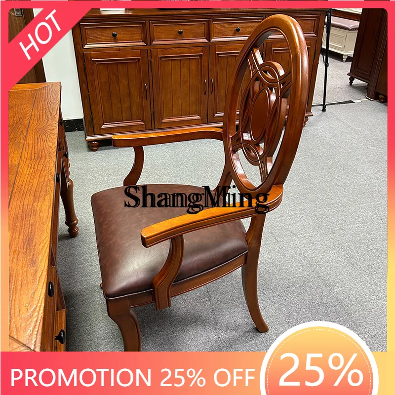 

FG good-looking Solid Wood Dining Chair Study Soft Cushion Home Backrest Simple Armless White Chun Wood