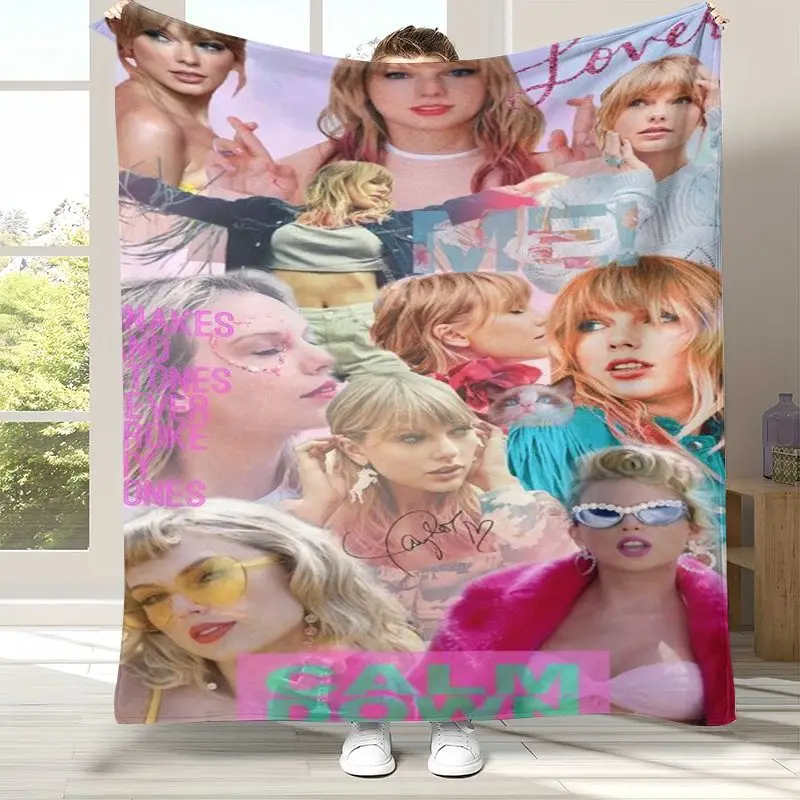 Eras Tour T-Taylor Superstar Music Flannel Throw Blanket,Cozy Warm Blanket for Bed,Sofa,Living Room,Picnic,Camping,Home Decor