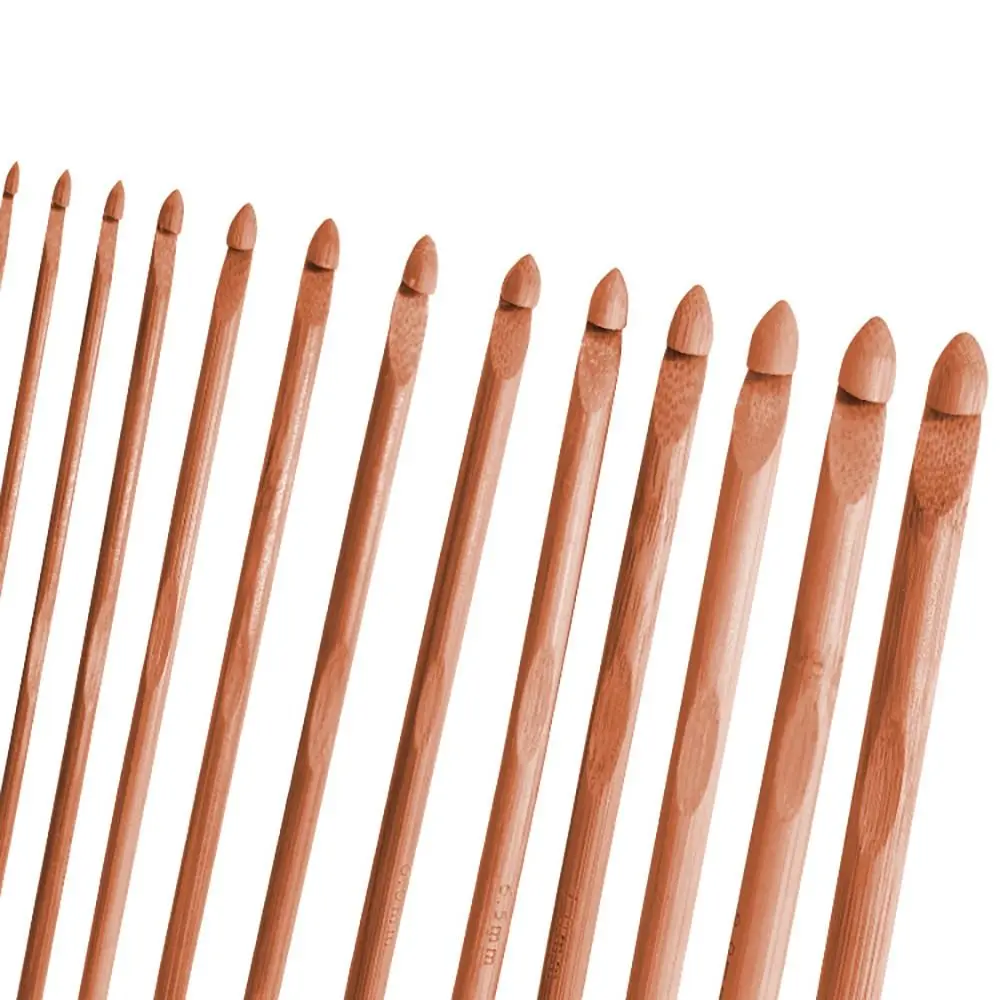 Kait rajut kayu bambu, syal selimut kait rajutan panjang jarum rajut ukuran kecil baru