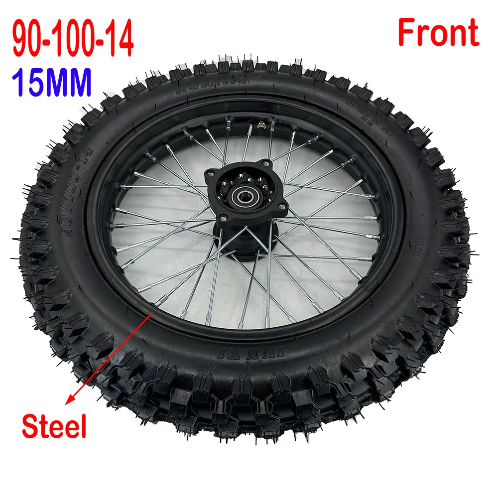 Front Or Rear Wheel 90/100-14 Dirt Tire With1.85-14 Inch Steel Circle Rims For Dirt Pit Bike Motorcycle 14\