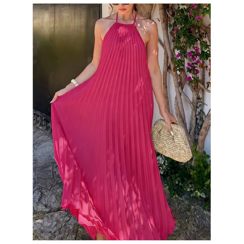 MsChuh A-line Dress Dresses For Woman Party Wedding Vestidos All-match Temperament Beachwear Sexy Backless Solid Color Holiday