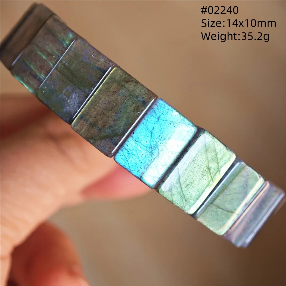 

Natural Blue Light Labradorite Rectangle Beads Bracelet Clear Beads Women Men Rainbow Yellow Green Labradorite Stone AAAAA