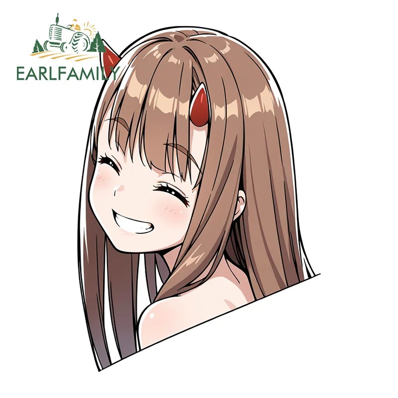 EARLFAMILY Anime Girl Peeker Stickers Creative Amusing Personality Decoration Simple Practical Sunscreen Decoration Accessories