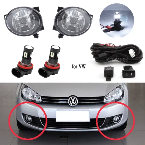 VW Jetta 6 MK6 용 안개등 헤드 라이트 골프 6 MK6 용 캐디 Touran Tiguan 안개 램프 커버 그릴 베젤 용 LED 안개등