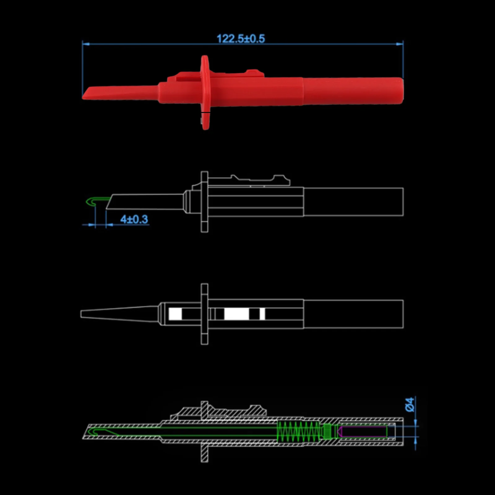 Banana Socket Multimeter Probes Quick Test Spring Damage Test Measurement 122 Mm Length Hook Clamp Multimeter Probes