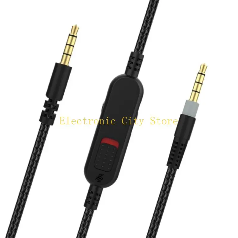Durability Nylon Braiding Headphone Cable Inline Mic Control for CloudAlpha HU8D