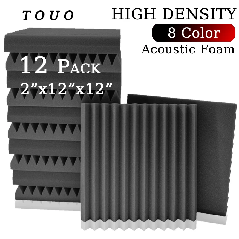 

TOUO 12pcs Soundproof Foam Sponge Pad Studio Sound Absorption Treatment Panel Ktv Room Bedroom High Density Acoustic Foam Panels