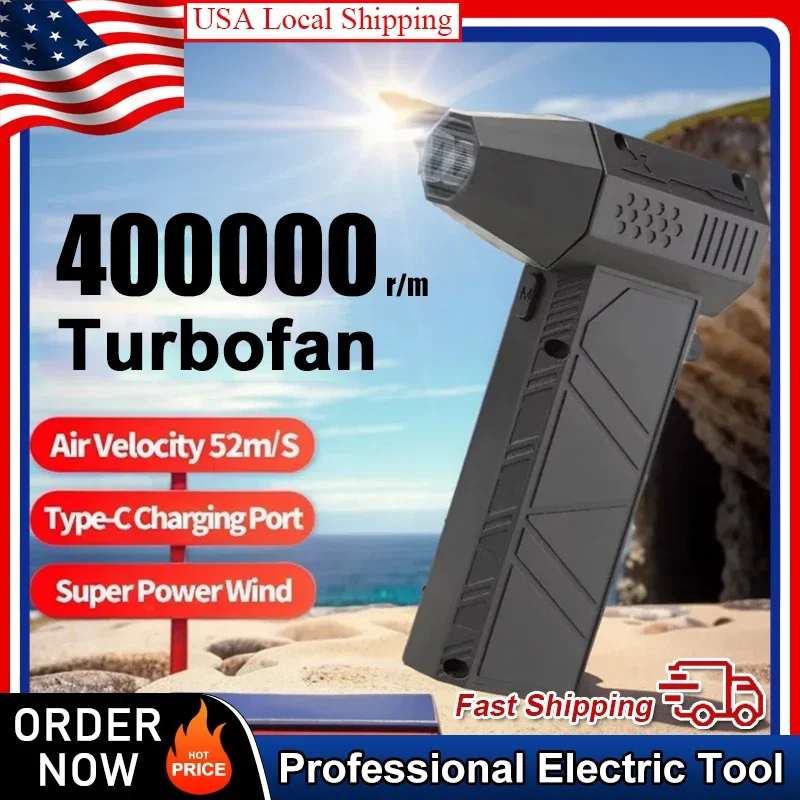 

Жестокий вентилятор, 400000 об/мин, мощный воздуходувка, пылесос, зарядка типа C, сильный ветер, 53 м/с, бесщеточный турбоструйный вентилятор