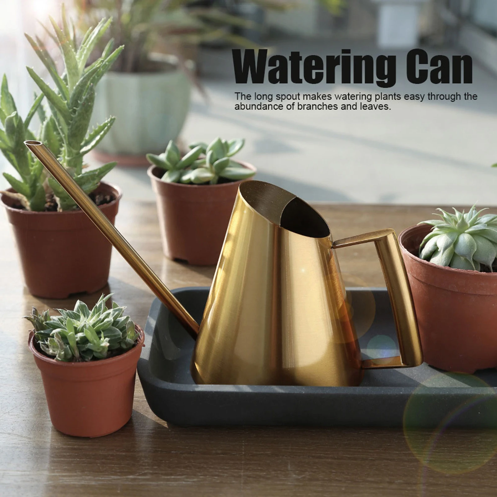 

Garden Watering Can Stainless Steel Sprinkle Pot Long Mouth Garden Flowers Plants Flower Tool