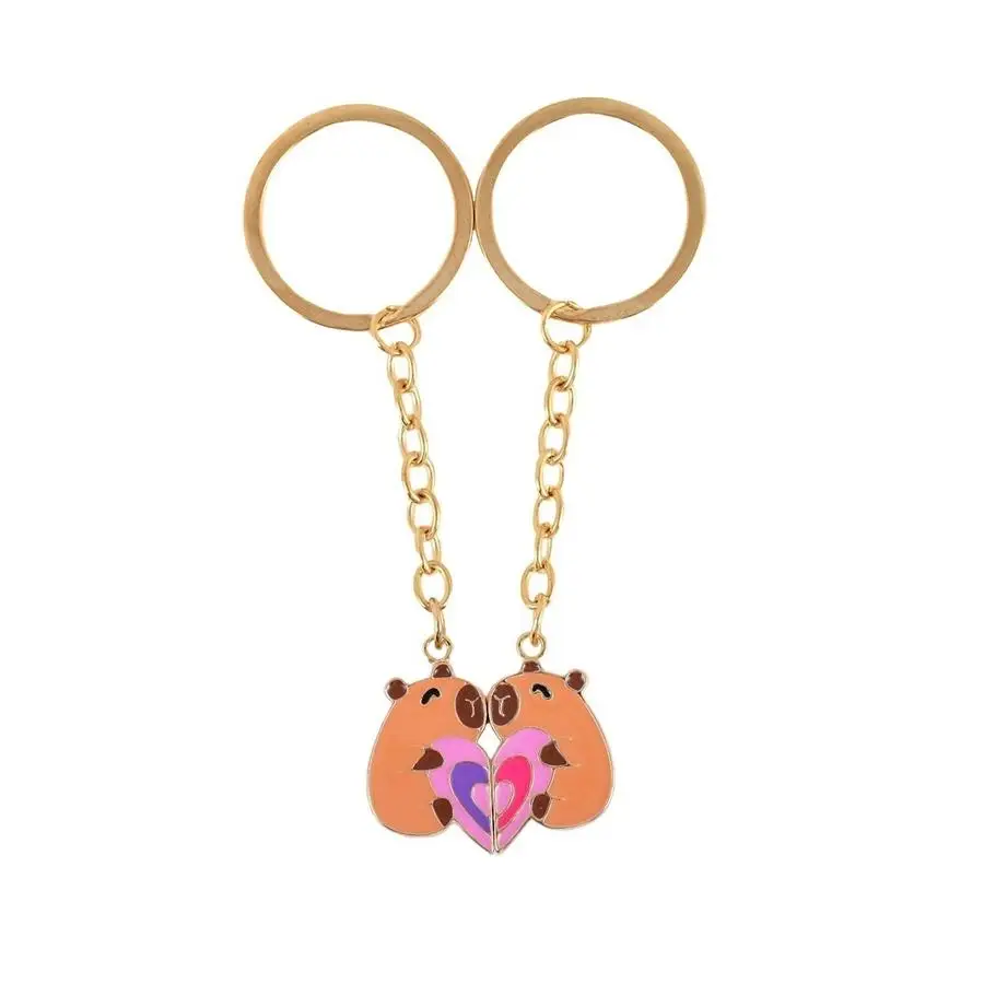 1/5/10/20/50/100pcs Set of 2 Heart-Shaped Capybara Keychains Funny Positive Mini Items For students Graduation Teacher Appreciat