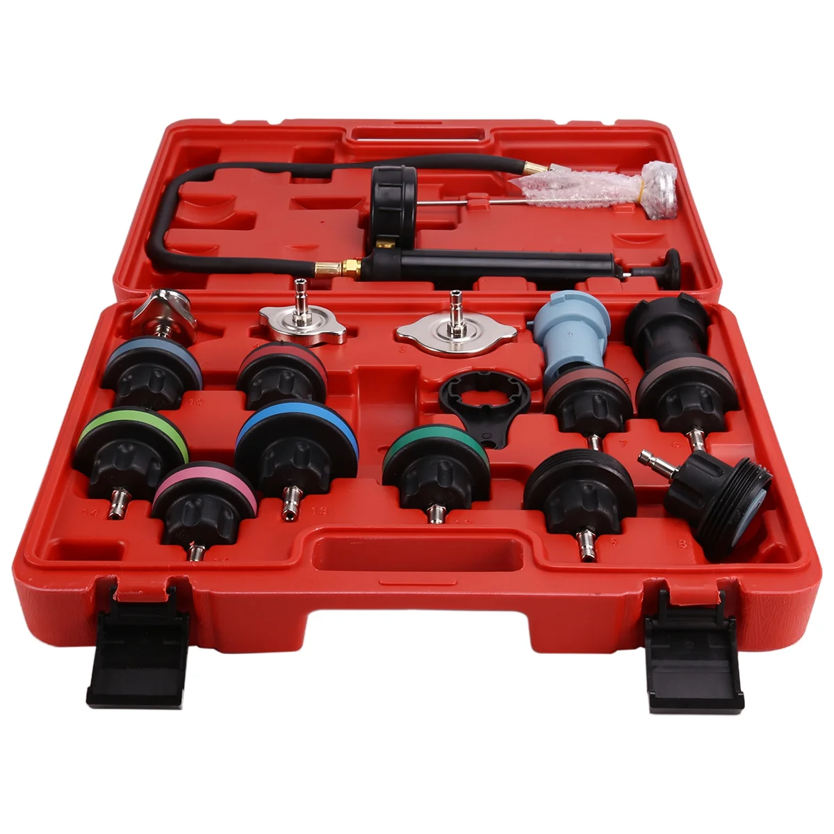 18pcs Universal Radiator Pressure Tester Kit, Coolant Pressure Tester Kit Coolant Vacuum Refill Kit for Cooling System