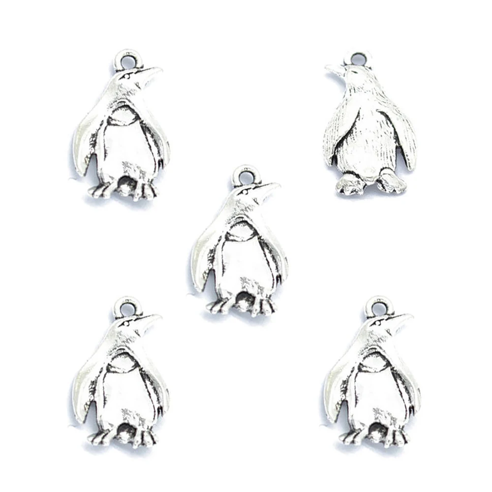 100pcs/lot Jewelry Accessory Retro Alloy Solid Penguin Shaped DIY Charms Pendants For Earring Necklace