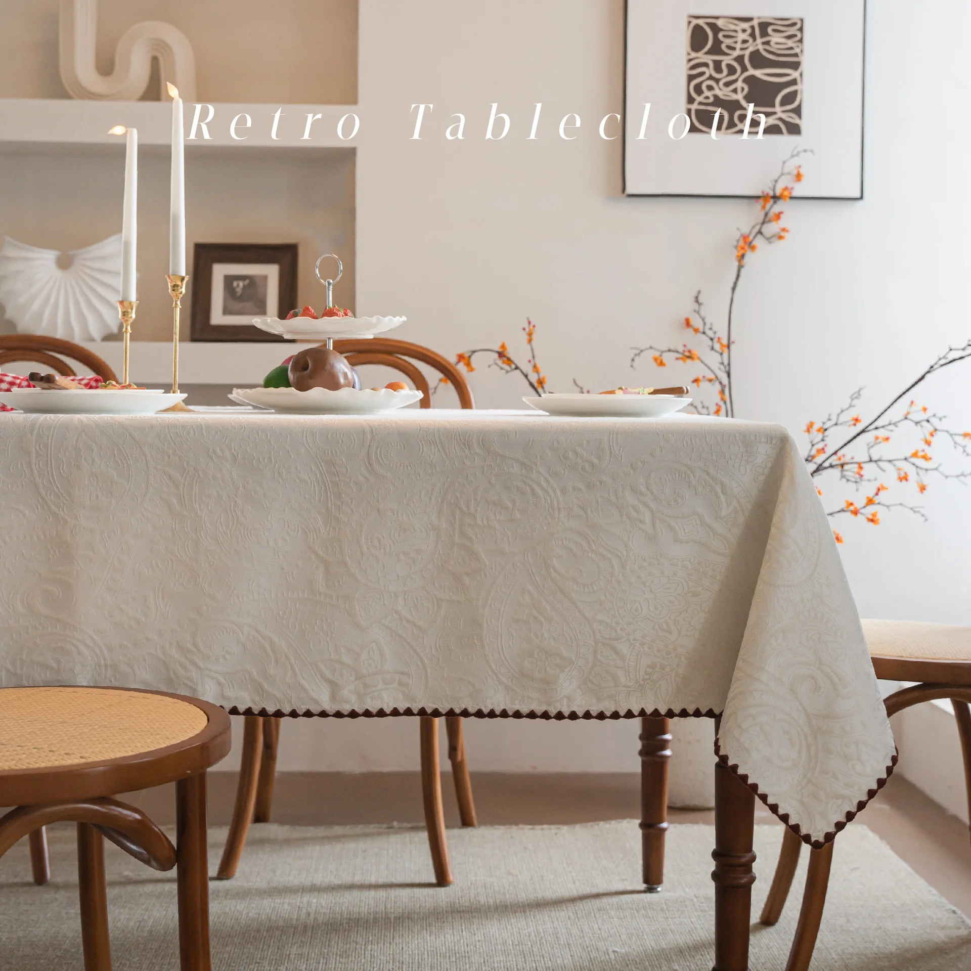 Rectangular Tablecloth Retro Tablecloth Solid-Colored tablecloth Tea Tablecloth Kitchen And Dining Room Holiday Decoration