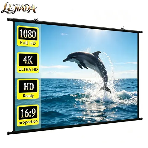 LEJIADA 60/84/100 Inch 16:9 No Wrinkles Can Be Washed Portable Installation Wall Mounted Projection Screen 160° Wide Angle Scree