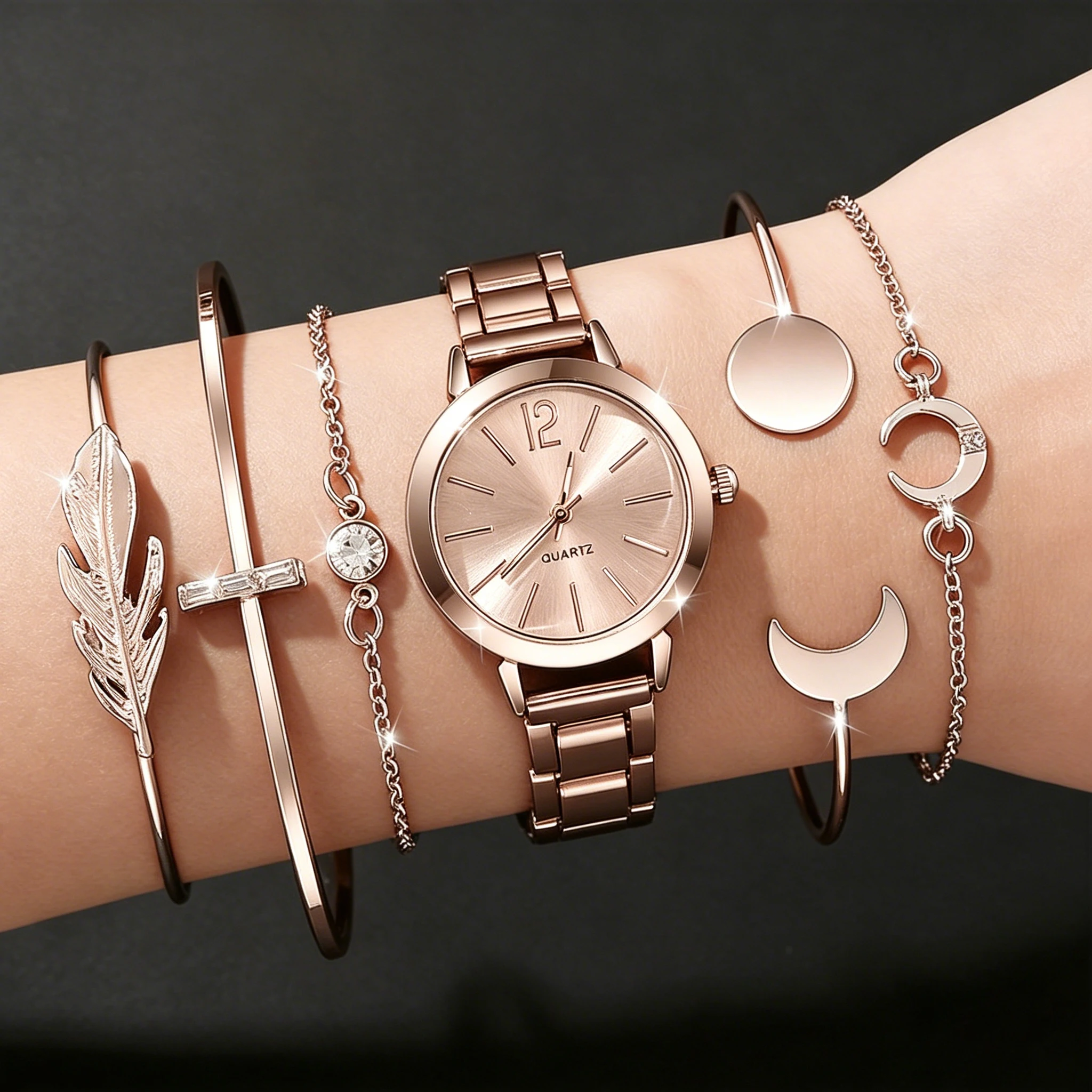 6pc Compact And Exquisite Quartz Watch For Valentine's Day, Ramadan, Birthdays, The Ideal Gift For Friends And Family  !