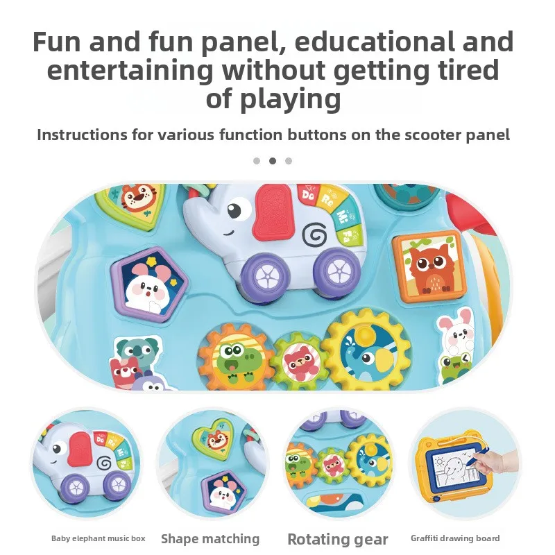 مشاية موسيقية للأطفال مع لعبة لوح فني لأنشطة الأطفال وتعلم ألعاب المشي للطفل بمساعدة المشي من سن 1 إلى 3 سنوات