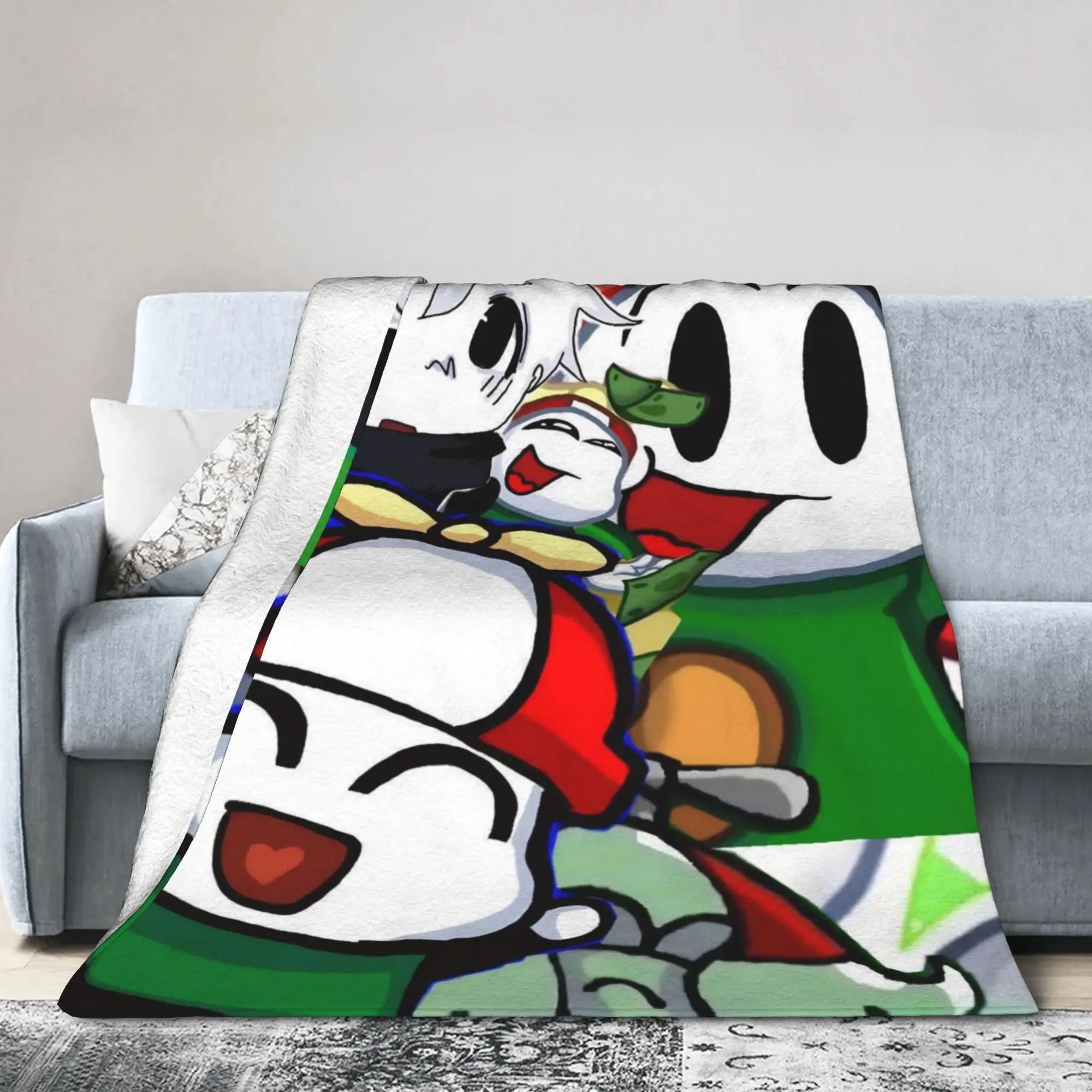 Omenaso Youtuber Gaming Flannel Blankets  Creative Throw Blankets for Home 200x150cm Rug Piece