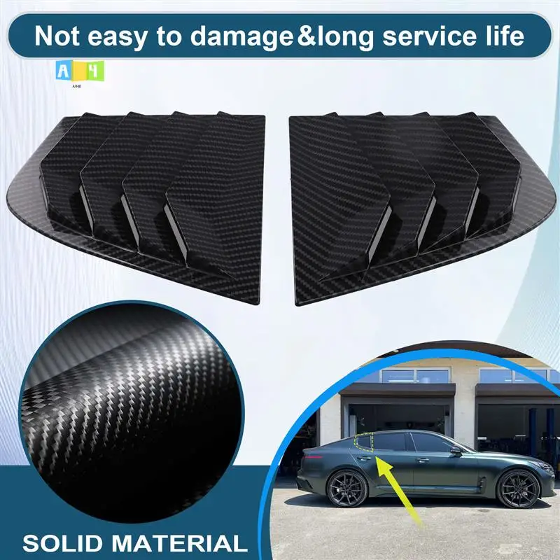 

A04E-Car Accessories Rear Louver Window Side Shutter Cover Trim Sticker Vent Scoop For Kia Stinger 2018-2023