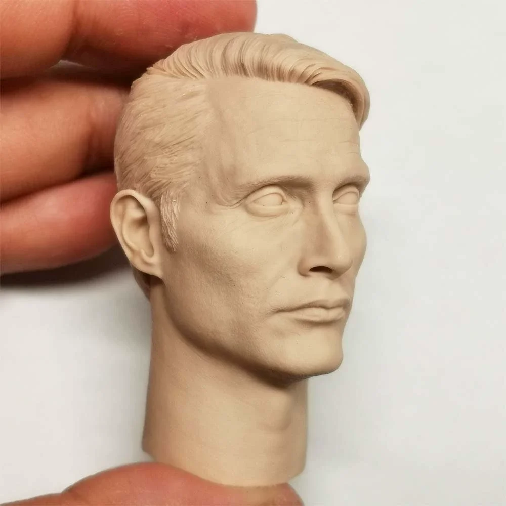 Mads Mikkelsen 1/6 UnPainted   Anime Head Carving Soldier Movie Actor  Model 1/6 Scale Action Figure  HObbies  Model Toys