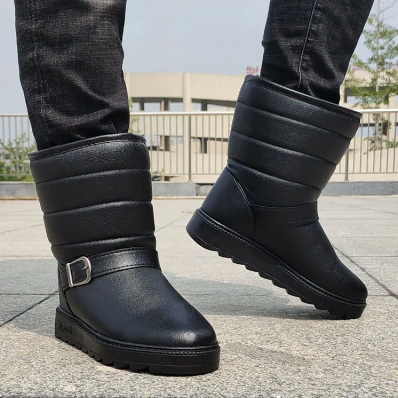 Men's Winter Thermal Snow Boots Waterproof Anti-Slip High-Top Outdoor Boots with Thickened Cotton Lining Footwear for Men