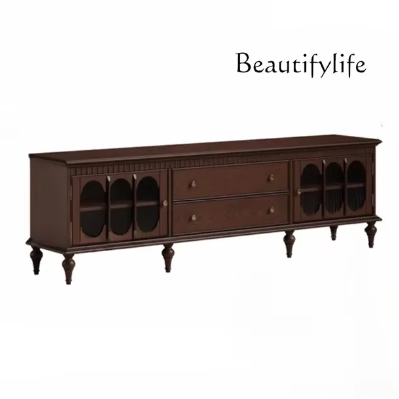 M TV Cabinet American Retro All Solid Wood Coffee Table Combination Medium And Ancient French High Foot