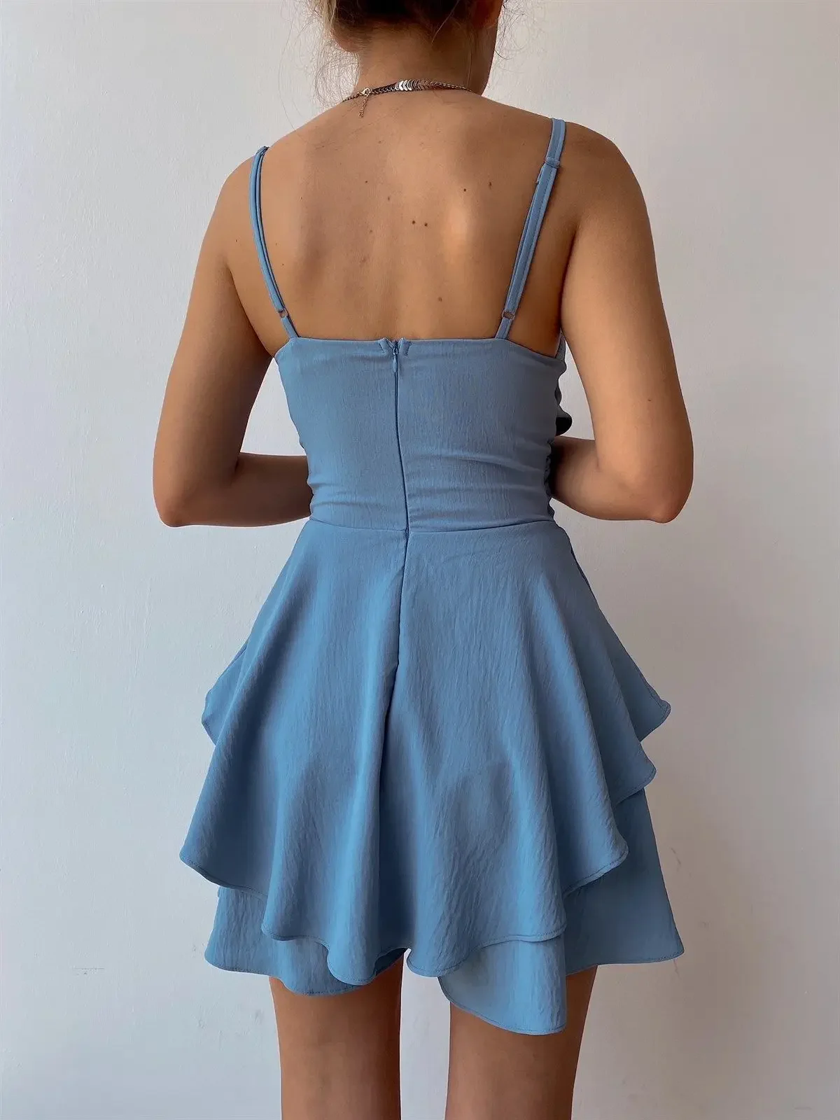 Slim Suspender Strap Sexy Dresses Y2k Solid Ruffles Rompers Summer Casual Threaded Slip Playsuits Female Elegant Clothes