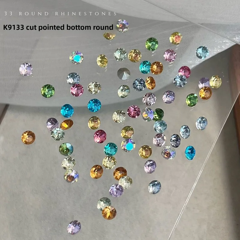 20pcs Sparkle Pointed Back Round Nail Rhinestones Super Shiny Nail Crystals for DIY Manicure Stacking Nail Art Decorations
