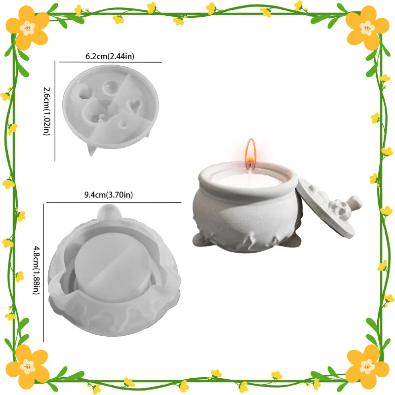 Halloween Jar Resin Mold Witch Cauldron Resin Molds Skull Silicone Mold for DIY Candy Organizer, Jewelry Trinket Container Decor