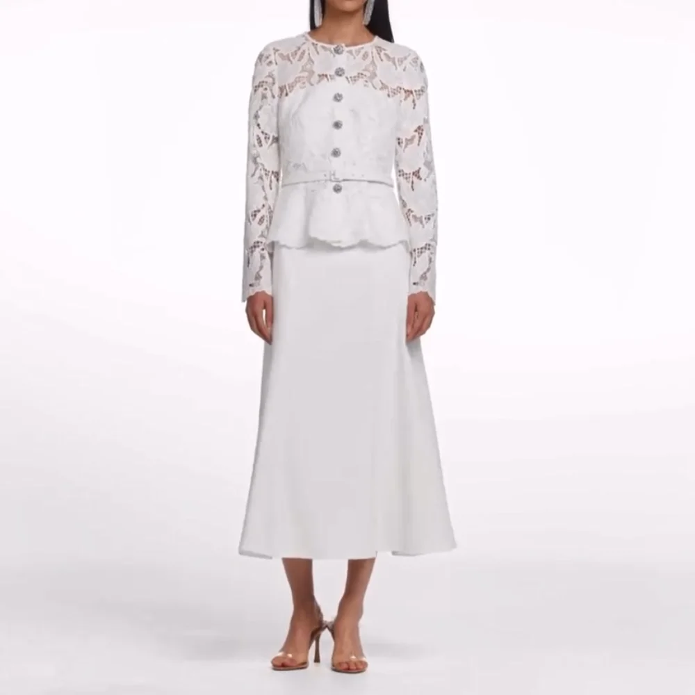 

Customized Exquisite Matching Jersey Lace Button Pleat Sash Mermaid Scoop Neck Ankle Length Evening Dresses Sizes Available