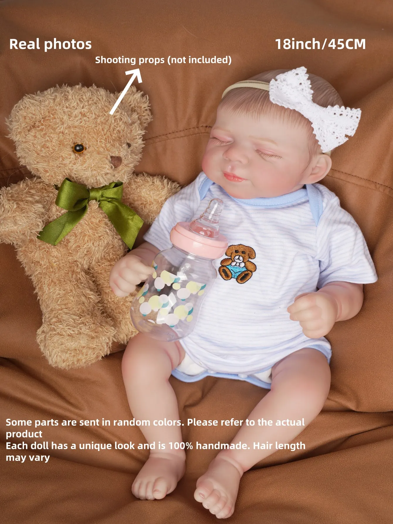 18-Inch Realistic Loulou Bebe Reborn Doll With Painted 3D Hair Handmade Soft Newborn Series Doll Birthday Gift Full Body SoftHal